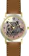 Grizzly Bear or Brown Bear No.2 Animal - WATCHBUDDY&reg; DELUXE TWO-TONE THEME WATCH - Arabic Numbers - Brown Leather Strap-Size-Large ( Men's Size or Jumbo Women's Size )