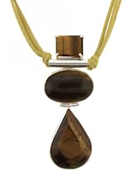 Sterling Silver Jewelry - Tiger Eye Pendant Gemstone Necklace - Necklace is Handmade