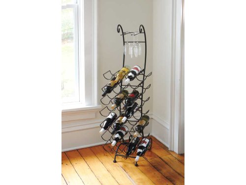 28 Bottle Standing Floor Wine Rack in Matte Black 28 Bottle Standing Floor Wine Rack in Matte Black