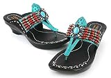 Donald J Pliner -- Chiyu 7676 Turquise/Expresso -- Women's Shoes,Sandals,Thong