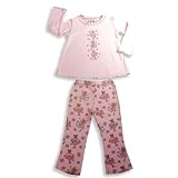 Mis Tee V-Us - Girls Long Sleeve Monkey Pant Set, Pink