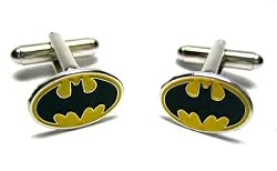 Batman Cufflinks : DC Licensed : Yellow & Black Oval w/Gift Box