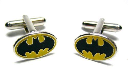  Batman Cufflinks : DC Licensed : Yellow & Black Oval w/Gift Box