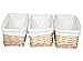 Vintiquewise Willow Shelf Basket Lined with White Lining (Set of 3 Small Baskets)