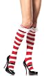 Christmas Knee High Stocking Socks With Candy Cane Stripes Eyelet Ruffle (Red/White-One Size)