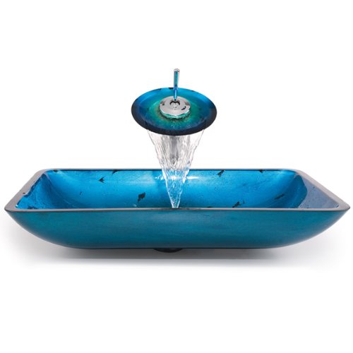 Kraus Rectangular Fire Blue Vessel Sink C-GVR-204-RE-10CH: 21.8