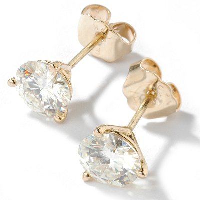 14K Gold 6.5MM Martini Moissanite Stud Earrings