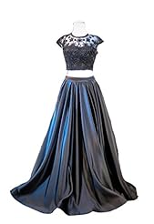 Pleated  Sheer Beaded Keyhole Jeweled Lace Satin Prom Dress  With Ruffles
