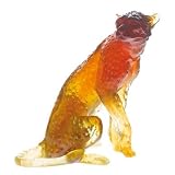 Daum Glass - Animal Sculptures Collection - Amber Sitted Cheetah