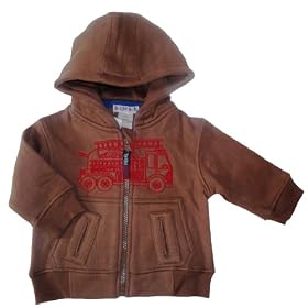 Bright Bots Baby Boy Cotton Fleece Fire Engine Hooded Jacket size 12-18 months