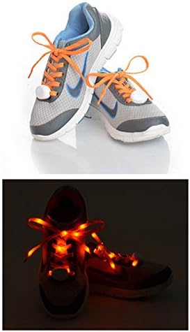 LAXWIN LED Flash Luminous Light Up Glow Strap Shoelaces String Party Skating DISCO 7 Colors- LED Shoelaces, 3 Modes (Orange)