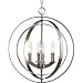 Progress Lighting P3827-126 4-Light Sphere Foyer Lantern with Pivoting Interlocking Rings, Burnished Silver