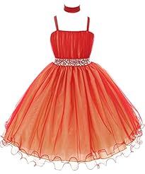Girls Tea Length Polyester/Tulle Flower-Girl Dress 