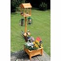 GENUINE PINE BIRD TABLE WITH PLANTER