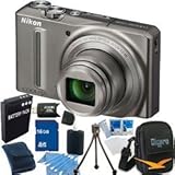 Nikon COOLPIX S9100 12MP Silver Digital Camera 16GB Bundle - Includes COOLP ....