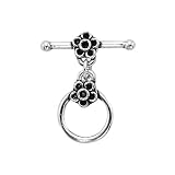 Silver Plated Lead-Free Pewter Flower Toggle Clasp 12mm