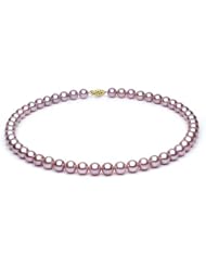 18 inch Lavender Fresh Water Pearl Necklace 7-8 mm each - 14kt Yellow Gold