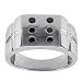 10k White Gold Men's Black Diamond Lucky #6 Dice Ring (1/4 cttw)