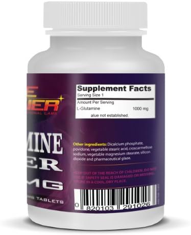 L-Glutamine Power 1000 MG by LifePower Labs. Formulated To Maximize Muscle Building & Muscle Recovery While Minimizing Muscle Soreness. 1000 MG of Glutamine-Amino Acids Supplement. 100 Tablets. 100% GUARANTEED SATISFACTION.