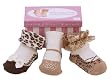 3 Pair Brown Baby Girl Party Socks - 0-9 M -Keepsake Box- Baby Emporio