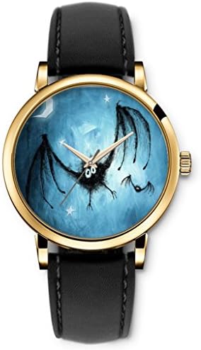SPRAWL Analog Quartz Movement Casual Style Black Genuine Strap -- Cartoon Spider Moon and Stars Watches for Girls