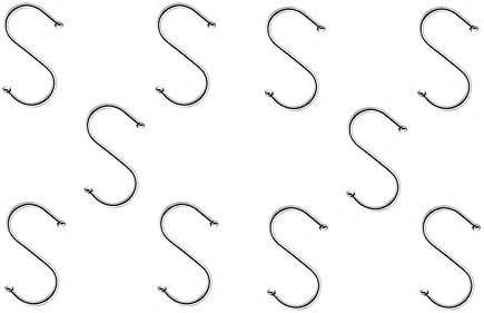 NELPLA Polished Chrome multi-purpose S Hooks,Utility Hooks,Fit for Bath room, Bedroom, Living room,Garden and Kitchen ,Set of 10 in pack