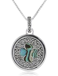 Judith Jack "Mini Clouds" Sterling Silver Marcasite Abalone Reversible Clover Pendant Necklace, 18"