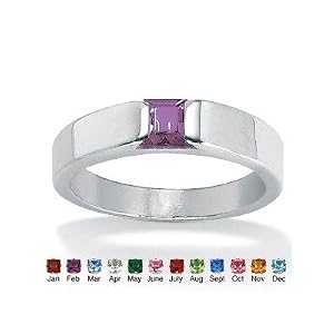 Princess - Cut Birthstone Stack Ring Birthstone FEB-Amethyst Size 7