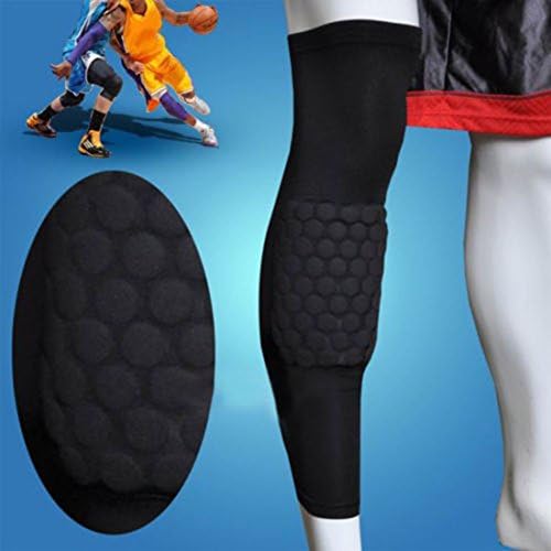 Honeycomb Pad Crashproof Antislip Basketball Leg Knee Long Sleeve Protector Gear (Black Size Xl)