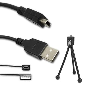 PRO SERIES Equivalent POLAROID USB 2.0 male to mini B 5-pin male Interface cable with Ferrite Core for Select A500 A520 A550 iON 230 / PhotoMax PDC Series Digital Cameras *** Includes Mini Tripod