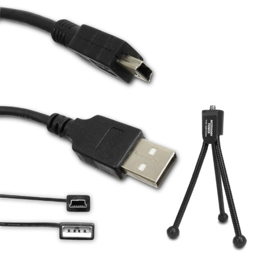 POLAROID Equivalent USB 2.0 male to mini B 5-pin male Interface cable for Select A550 / iON 230 / PhotoMax PDC Series and More Digital Cameras *** Includes Mini Tripod