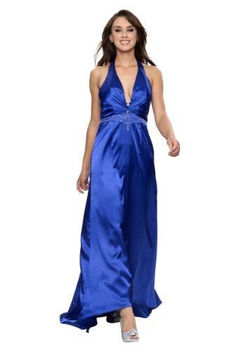 Astrapahl, Langes funkelndes Neckholder Abendkleid, Farbe blau