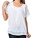 Sakkas Embroidered 100% Cotton Scoop Neck Semi-Sheer Short Sleeve Gauzy Top/Blouse