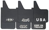 Highland 10025 Duraflex Black Splash Guards with Chevrolet Logo - Set of 2