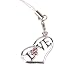 Hand Crafted Cellular Phone Charm - Love w/Diamond in Heart