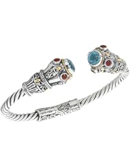 Greg Anthony Bali 18K & Silver Blue Topaz/Garnet Bracelet