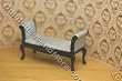 Handcarved Black Setee Pale Blue Satin Dollhouse Miniature