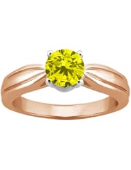 1.10 Ct Round Canary SI1/SI2 Diamond 14K Rose Gold Ring
