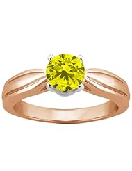 1.10 Ct Round Canary SI1/SI2 Diamond 18K Rose Gold Ring