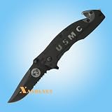 USMC Rescue Knife Spring Assisted Glass Breaker Cutter