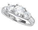14K White Gold 1.20ctw. Three-Stone Diamond Ring with Sidestones - (I-J;I1-I2)