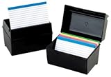 Oxford 01351 Plastic Index Card Flip Top File Box Holds 300 3 x 5 Cards - Matte Black (1 EA)