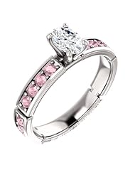 18K White Gold Oval Cut White and Pink Diamond Ring -- LIFETIME WARRANTY