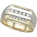 14K Two Tone Gold 3 Rows Men's Diamond Ring