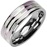 Spikes Titanium Mother of Pearl Inlay Ring