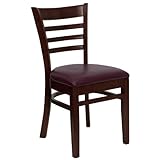 HERCULES Ladder Back Mahogany Wood Chair with Burgundy Vinyl Seat - XU-DGW0 ....