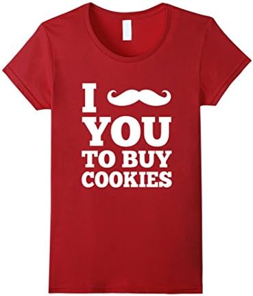 Women's I Mustache You To Buy Cookies - Funny Girl Scout T shirt Large Cranberry
