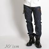 JONEAA JEANS <strong>ダブル</strong>ウエストデザイン切り替え生デニム風カーゴデニム風デニム（JO-880111FF）
