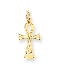 10K Yellow Gold Ankh Egyptian Cross Pendant Charm