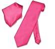 Biagio BAMBOO SILK Solid HOT PINK FUCHSIA NeckTie & Handkerchief Men's Neck Tie